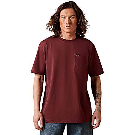 Men's Red Cotton Strong Pocket Short Sleeve Shirt