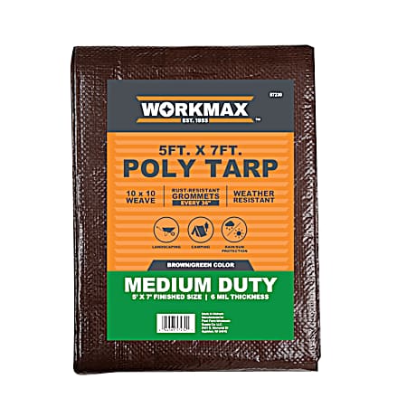 5 ft x 7 ft Brown/Green Medium Duty Poly Tarp