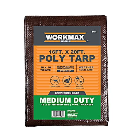 16 ft x 20 ft Brown/Green Medium Duty Poly Tarp