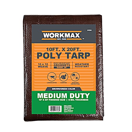 10 ft x 20 ft Brown/Green Medium Duty Poly Tarp