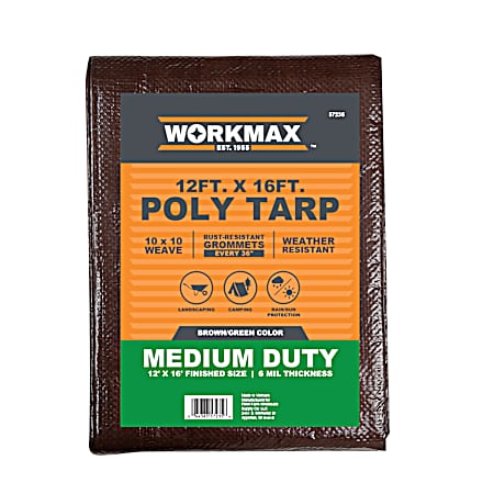 12 ft x 16 ft Brown/Green Medium Duty Poly Tarp