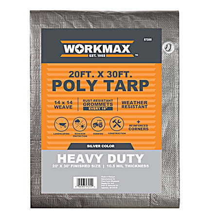 20 ft x 30 ft Silver Heavy Duty Poly Tarp