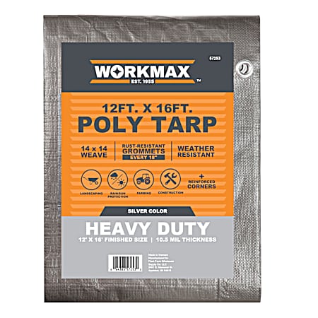 12 ft x 16 ft Silver Heavy Duty Poly Tarp