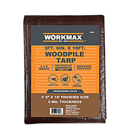 3 ft 6 in x 18 ft Brown/Green Woodpile Tarp