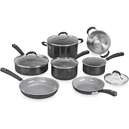 11 Piece Set Ceramica XT Nonstick Cookware - Black