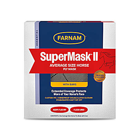 SuperMask II Horse Fly Mask w/ Ears Assorted