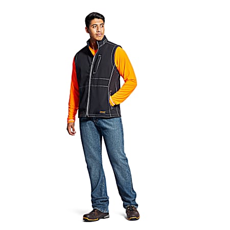 Men's Black Stretch Canvas Vest