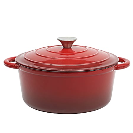 Addlestone 5 Qt Enameled Cast Iron Dutch Oven with Lid - Red