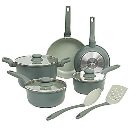10 Pc Barnsdall Aluminum Cookware Set - Sage/Green