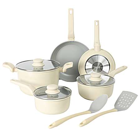 10 Pc Barnsdall Aluminum Cookware Set - Linen Grey