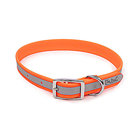 Waterproof Soft-Touch Reflective Dog Collar with D Ring - Orange 
