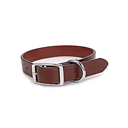 Large Leather Collar with D Ring - Leather Brown