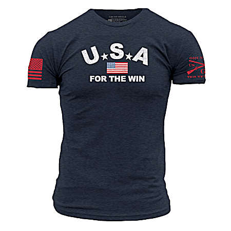 Men's Midnight Navy USA For The Win Short Sleeve Shirt