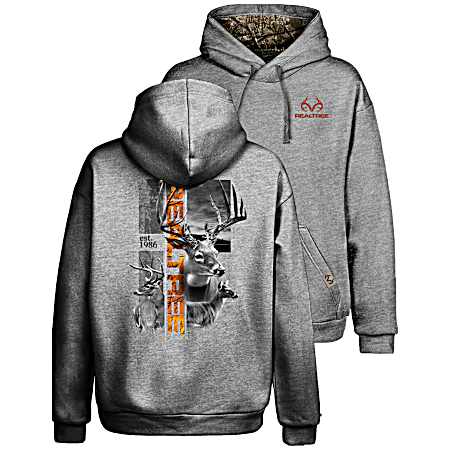 Men's Athletic Heather Deer Photo Hoodie