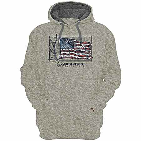 Men's Oatmeal Antler Flag Hoodie