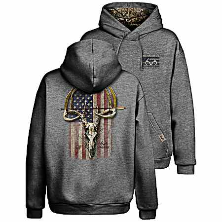 Men's Graphite Heather Skull Flag Hoodie