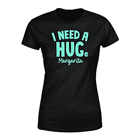 Women's Black Huge Margarita Short Sleeve Shirt