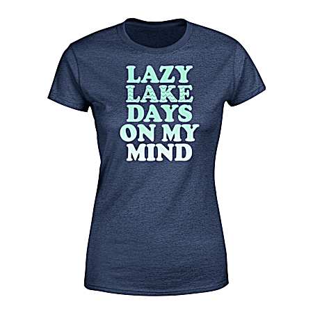 Women's Heather Navy Lake Days Short Sleeve Shirt