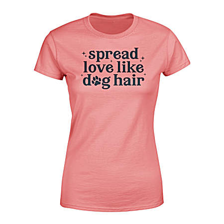 Women's Coral Silk Love Like Dog Hair Short Sleeve Shirt