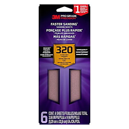Pro Grade Precision™ Faster Sanding Sheets 320 Grit X-Fine - 6 Pk