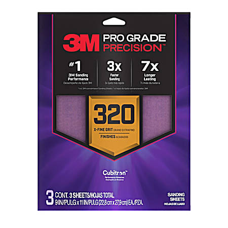 Pro Grade Precision™ Faster Sanding Sheets 320 Grit X-Fine - 3 Pk