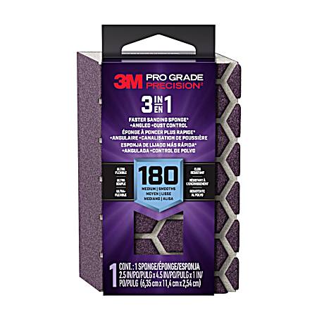 Pro Grade Precision™ 3-in-1 Sanding Sponge 180 Grit Medium