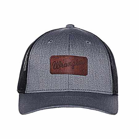 Men's Heather Grey/Black Square Patch Trucker Cap