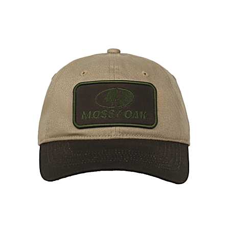 Men's Tan/Brown Wax Cotton Fabric Patch Logo Cap