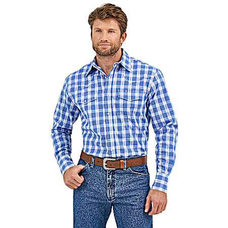 Men's Wrinkle Resist Snap Front Long Sleeve Shirt