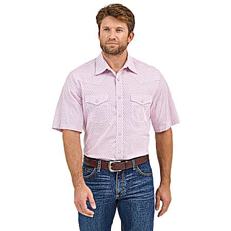 Men's Pink Sangria Burst 20X Competition Advanced Western Snap Front Short Sleeve Shirt