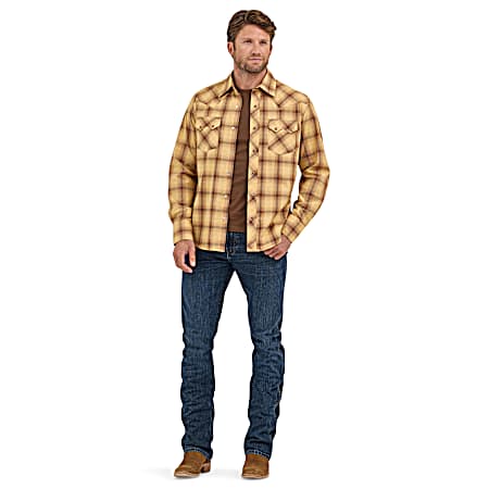 Men's Western Retro Snap Front Long Sleeve Shirt