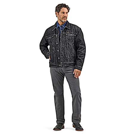 Men's Washed Black Western Denim Jacket