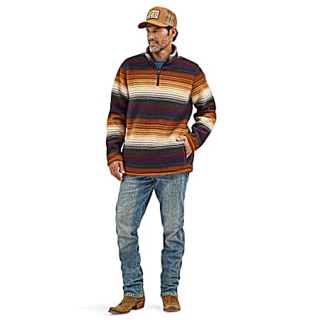 Men's Multi Striped Quarter Zip Sherpa Pullover