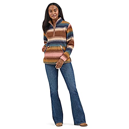 Women's Multi Stripe 1/4 Zip Sherpa Pullover