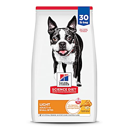 Science Diet Adult 1-6 Light Small Bites Chicken Meal & Barley Dry Dog Food, 30 lbs