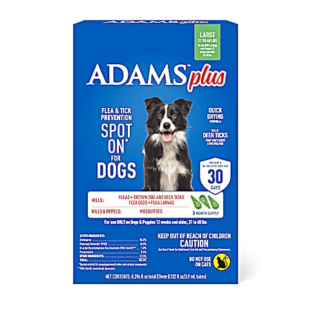 Large Flea & Tick Prevention Spot On for Dogs - 3 Pk