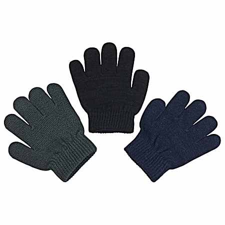Kids' Solid Magic Stretch Gloves - Assorted 3 Pk