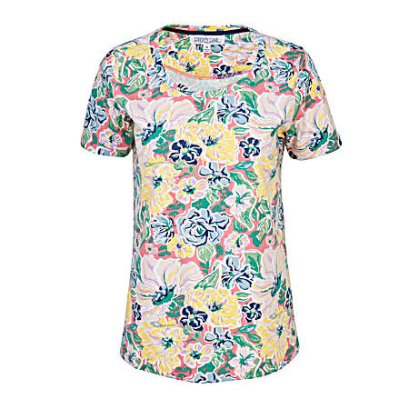 Women's Printed Jewel Neck Short Sleeve Shirt