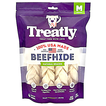 Beefhide Natural Braids - 6 Pk