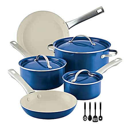 12 Piece Ceramic Nonstick Cookware Set - Blue