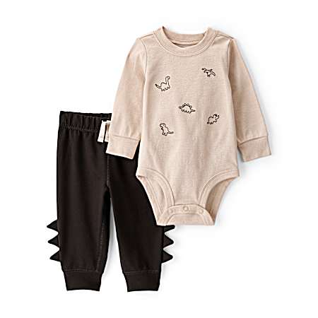 Infant Boys' Brown Dino Pant Set - 2 Pc
