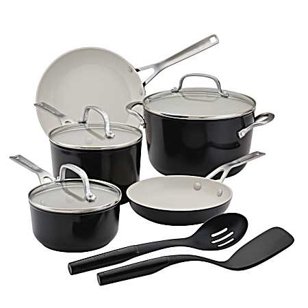 10 Pc Onyx Black Ceramic Forged Aluminum Nonstick Cookware Set