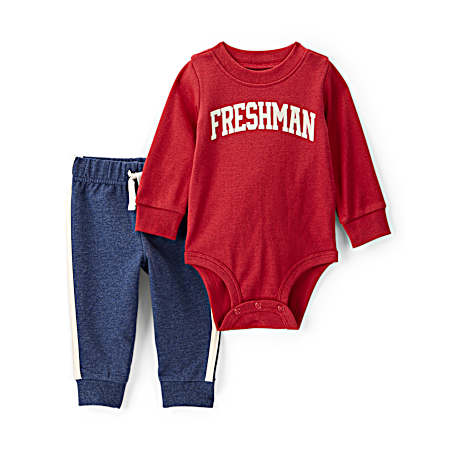 Infant Boys' Red/Navy Freshman Jogger Set - 2 Pc