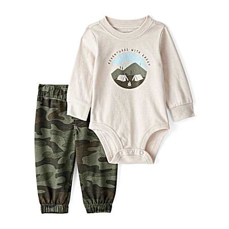 Infant Boys' Ivory/Camo Adventures With Daddy Pant Set - 2 Pc