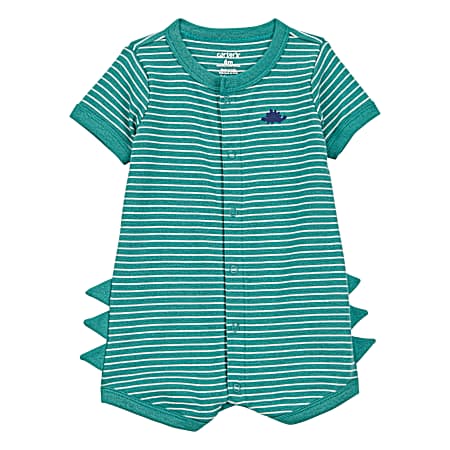 Infant Boys' Green Stripe Dinosaur Romper