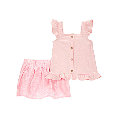 Infant Girls' Pink Stripe Skort Set - 2 Pc