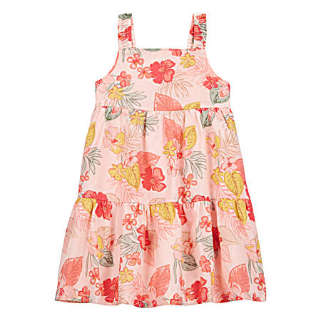 Toddler Girls' Coral Floral Tiered Dress