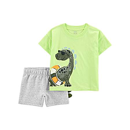 Toddlers' Green Dino Set - 2 Pc