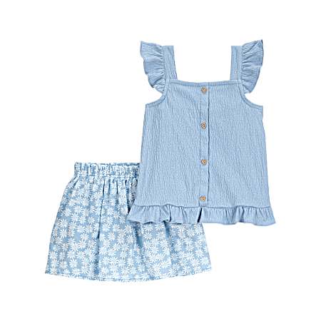 Toddler Girls' Blue Floral Skort Set - 2 Pc