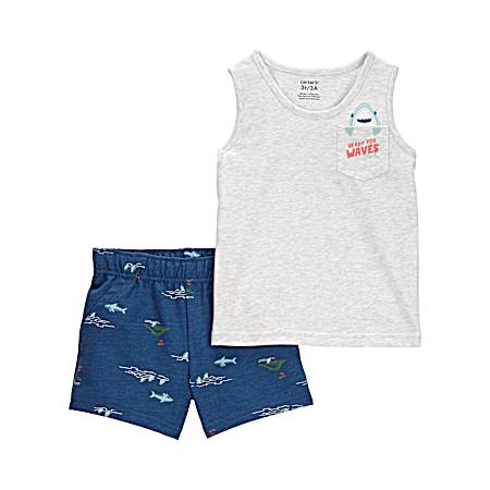 Infant Boys' Blue Shark Set - 2 Pc